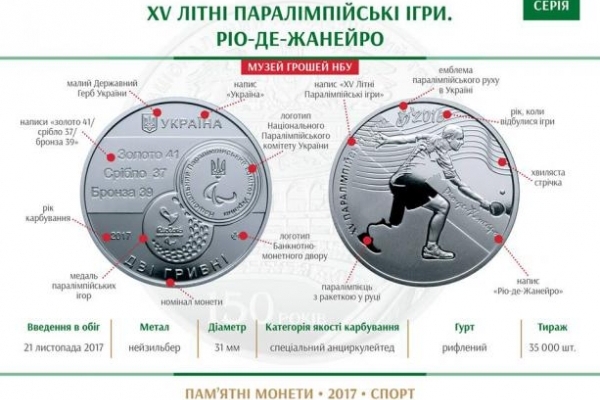 Паралімпійця з Львівщини зобразили на пам’ятній монеті