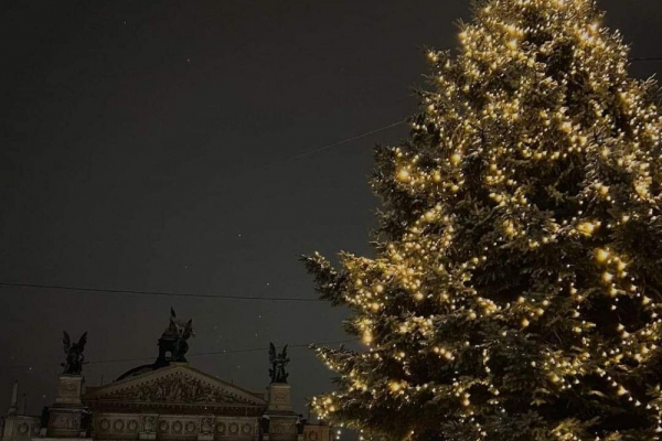Верхівку головної новорічної ялинки у Львові прикрасили стилізованим протитанковим їжаком