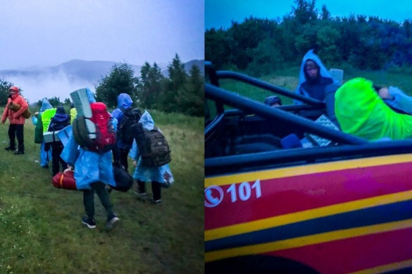 На Львівщині рятувальники допомогли вночі спуститися з гори Тростян 19 дітям